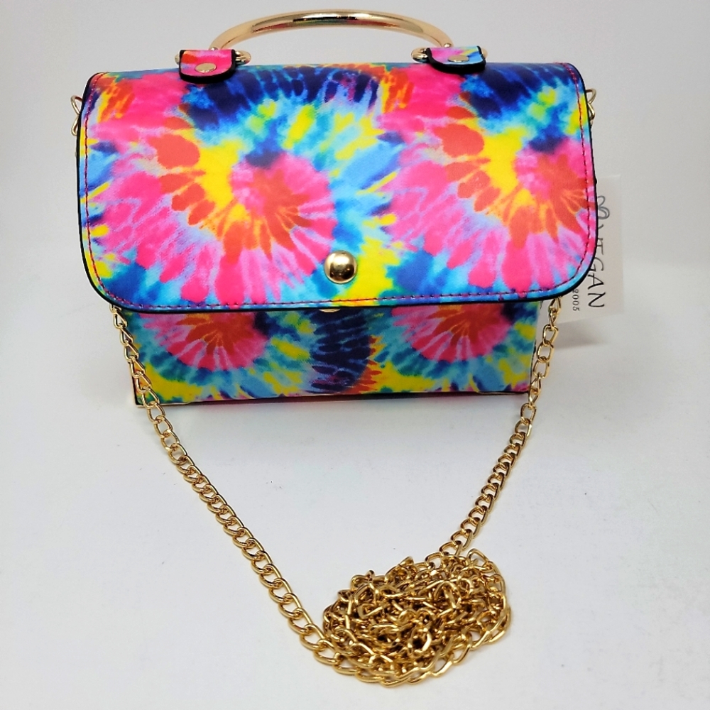 VEGAN- Est. 2005 Tie Dye Motif Crossbody Chain Purse